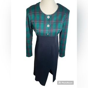 Vintage 80s Plaid Maxi Dress